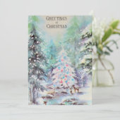  Deer uit in de sneeuw Feestdagenkaart (Staand voorkant)