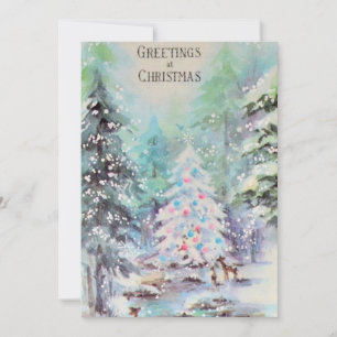 Deer uit in de sneeuw Feestdagenkaart