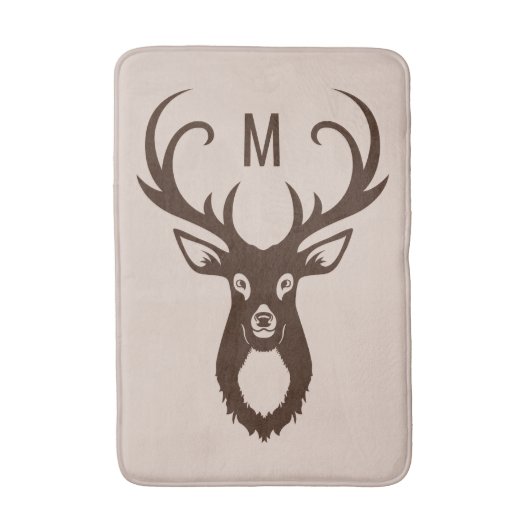 Deer uw Monogram badmatten (Voorkant Verticaal)