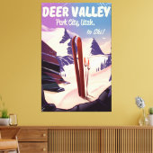 Deer Valley, Park City, Utah, Ski reisposter. Canvas Afdruk (Insitu (Woonkamer))