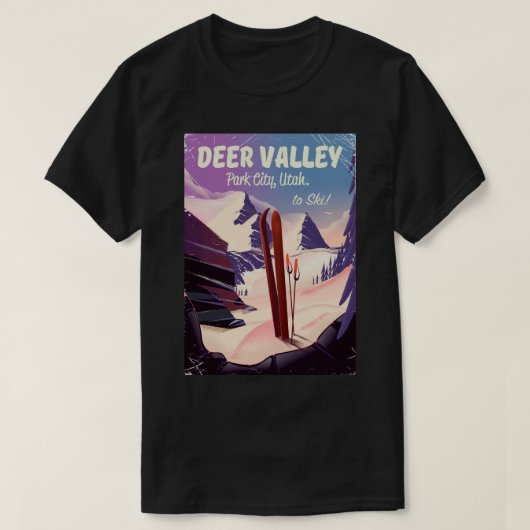 Deer Valley, Park City, Utah, Ski reisposter. T-shirt (Design voorkant)