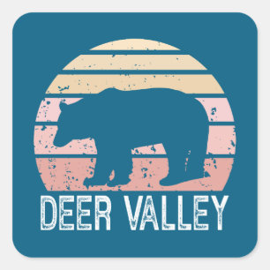 Deer Valley Utah Retro Beer Vierkante Sticker