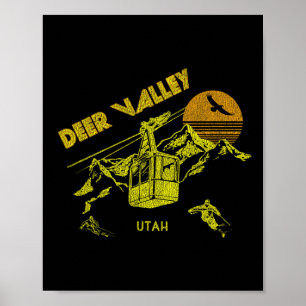 Deer Valley Utah Retro Skiing T-shirt Poster