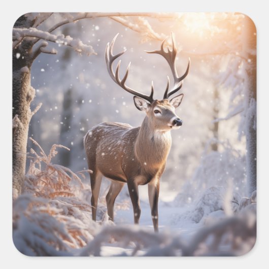 Deer Vierkante Sticker (Voorkant)