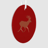 Deer Walking Festive Red Brown Achtergrond Ornament (voorkant)
