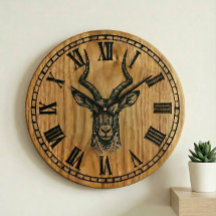 Deer Wall Clock - Wildlife Wooden Style Decor 