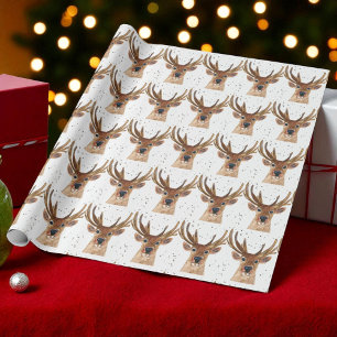 Deer waterverf Pattern Woodland Brown W Cadeaupapier
