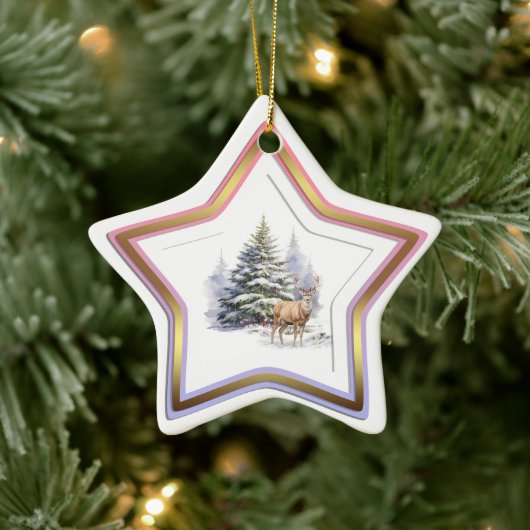 Deer Winter Forest Star Ornament (Boom)