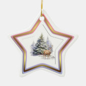 Deer Winter Forest Star Ornament (Voorkant)