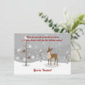 Deer Winter Scène Fête Invitations (Debout devant)