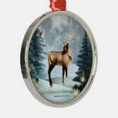 Deer Winter Scene Squar Silver Ornament (Rechts)