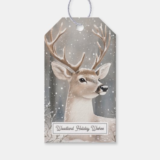 Deer Winter Snow Christmas Cadeaulabel (Voorkant)