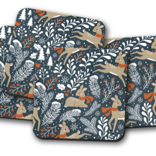 Deer Winter Snow kerstkurk Onderzetter set