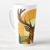 Deer with Antlers Sunset Forest Hunter Gift Latte Mok (Linkerhoek)