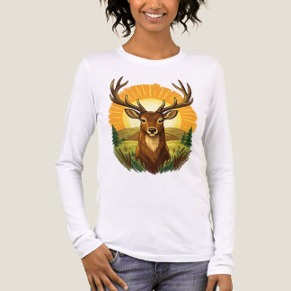 Deer with Antlers Sunset Forest Hunter Gift Tri-Blend Shirt