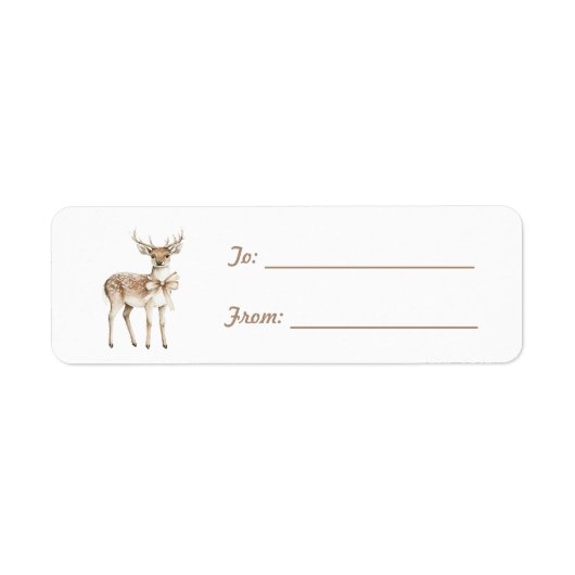 Deer with Bow Christmas  Etiket (Voorkant)