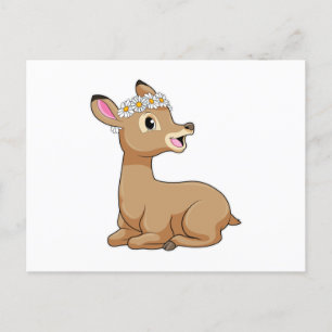Deer with Daisy Flower Briefkaart