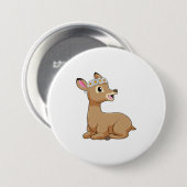 Deer with Daisy Flower Ronde Button 7,6 Cm (Voorkant /achterkant)