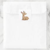 Deer with Daisy Flower Vierkante Sticker (Tas)
