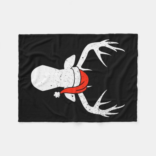 Deer With Santa Hat Christmas Pajama Hunting Gift Fleece Deken (Voorkant (Horizontaal))