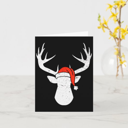 Deer With Santa Hat Christmas Pajama Hunting Gift Kaart (Gele Bloem)