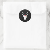 Deer With Santa Hat Christmas Pajama Hunting Gift Ronde Sticker (Tas)