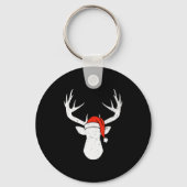 Deer With Santa Hat Christmas Pajama Hunting Gift Sleutelhanger (Voorkant)