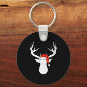 Deer With Santa Hat Christmas Pajama Hunting Gift Sleutelhanger (Voorkant)