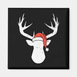 Deer with Santa Hat Kerstmis Pajama Hunting Gift Magneet