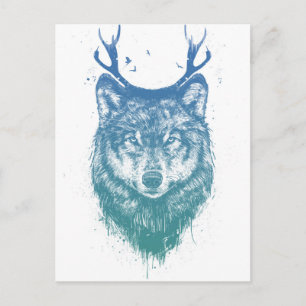 Deer wolf briefkaart