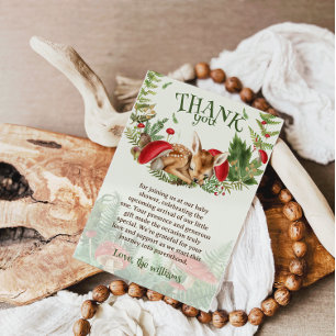 Deer Woodland Animal Baby shower Bedankkaart