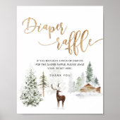 Deer woodland woud winter diaper raffinage poster (Voorkant)