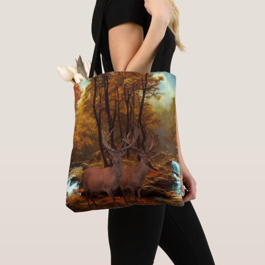 Deers by a Woodland Stream Canvas tas (Dichtbij)