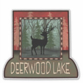 Deerwood Lake Deer Pine Trees Inspirivity Sticker (Voorkant)