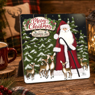 Deerwood Lake Hert Kerstman Kerstmis Fotoplaat