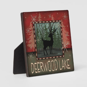 Deerwood Lake Rustic Herten Inspirivity Plaque Fotoplaat