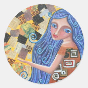 Déesse blueberry Blonde, Autocollant rond