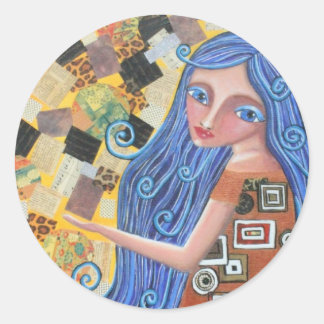 Déesse blueberry Blonde, Autocollant rond