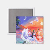 Déesse de l'Intuition à Hawaii Beach Magnet (Recto/Verso)