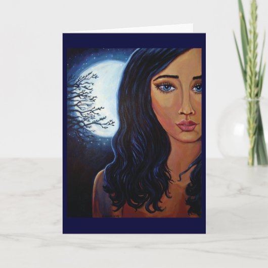Déesse De Lune Et Étoiles - Carte De Voeux (Devant)