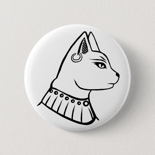 Déesse égyptienne - Bastet badge noir et blanc (Devant)