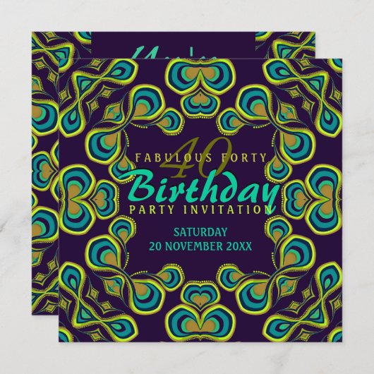 Déesse exotique Invitation fabuleuse 40 fêtes (Devant / Derrière)