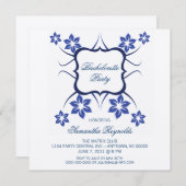 Déesse florale Bachelorette Invitation Fête Bleu f (Devant / Derrière)