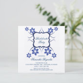 Déesse florale Bachelorette Invitation Fête Bleu f (Debout devant)