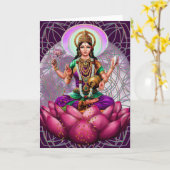 Déesse Lakshmi - carte de voeux de fortune (Fleur jaune)