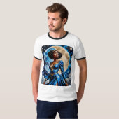 Déesse Lune en Bleu Magie TShirt Design (Devant entier)