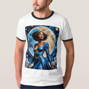 Déesse Lune en Bleu Magie TShirt Design