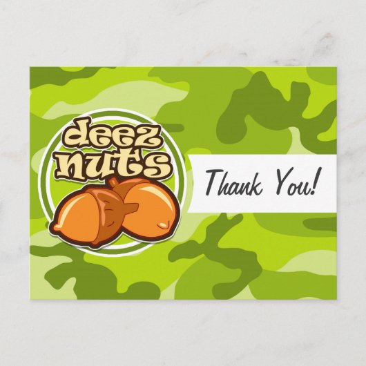 Deez Nuts; felgroene camo, camouflage Briefkaart (Voorkant)