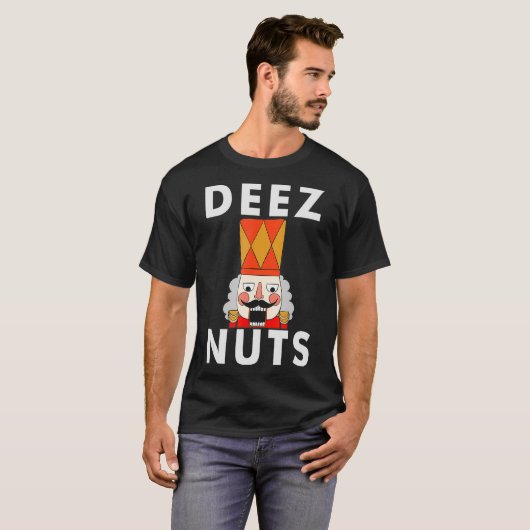 Deez Nuts Funny Mannen met kerstkraker T-shirt (Voorkant volledig)