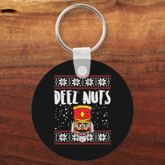 Deez Nuts Notenkraker Leuk Lelijk Kerst Meme Gift Sleutelhanger (Voorkant)
